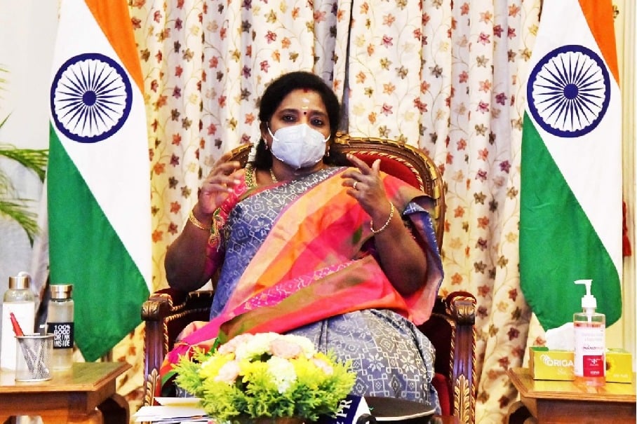 Governor Tamilisai Takes vaccine among Tribals