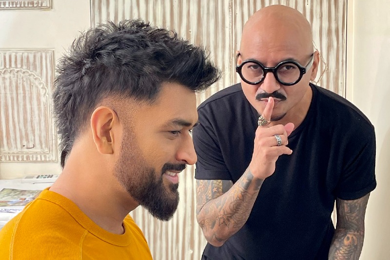 Dhoni in new hair style