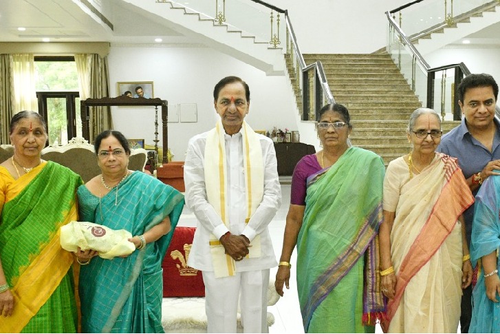 Sisters tie rakhis to Telangana CM