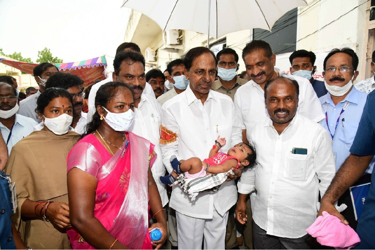 CM KCR christened a toddler in Karimnagar district