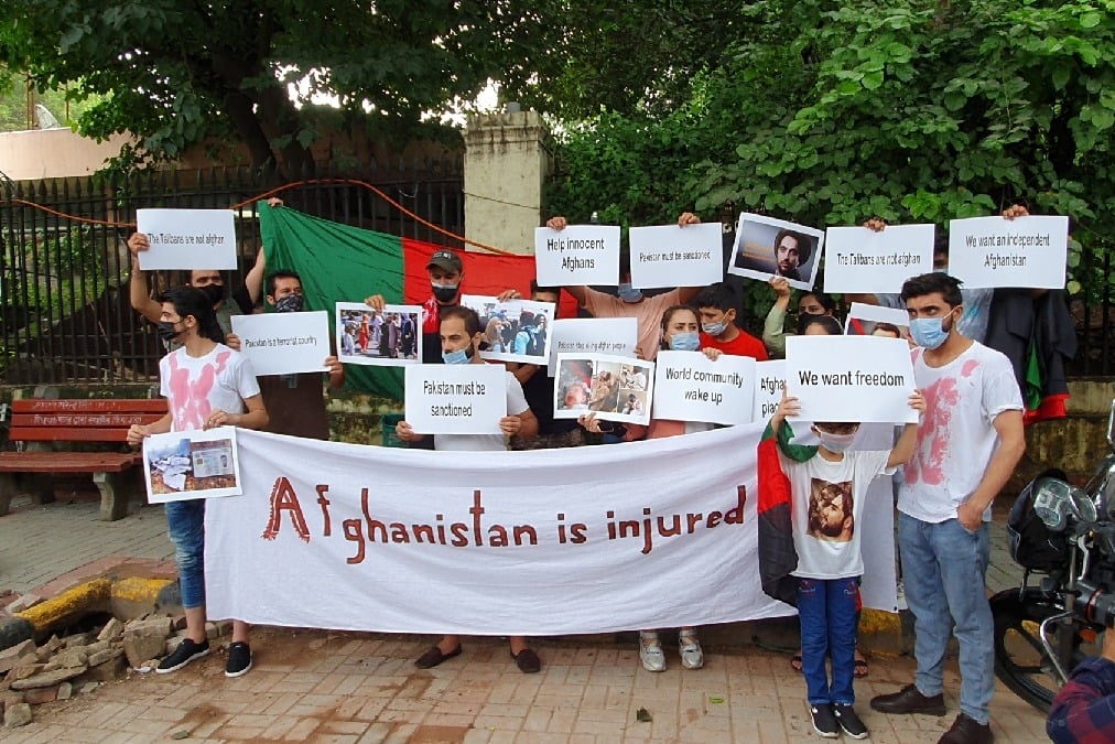 Afghan nationals in Delhi protest against Pakistan
