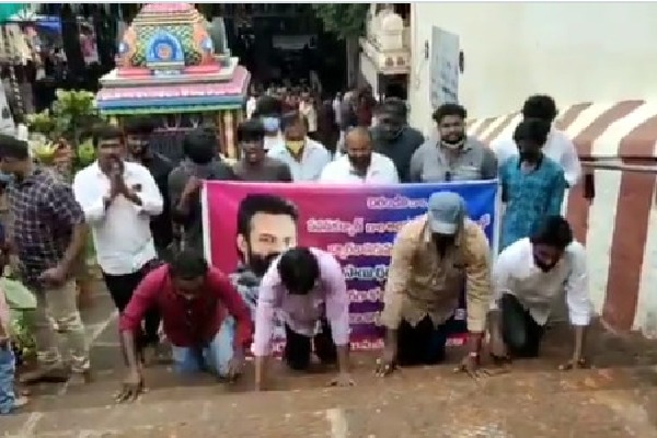 Fans offers prayers in Temples for Saitej health