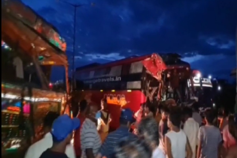 Tipper Truck Collides With Private Travels Bus 