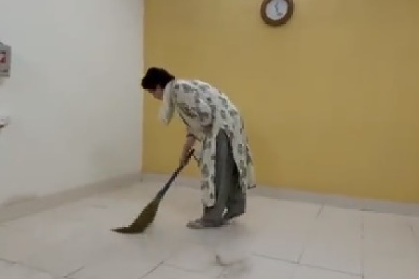 Priyanka Gandhi video of sweeping room going viral