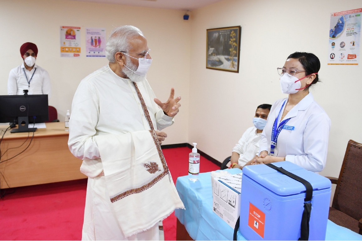 Modi visits Delhi hospital to mark India's 100 Cr Covid vax milestone