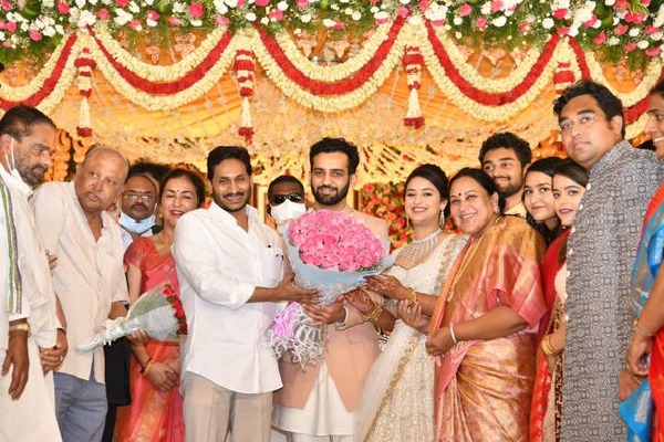 CM Jagan attends Pathapatnam MLA Reddy Santhi daughter wedding reception