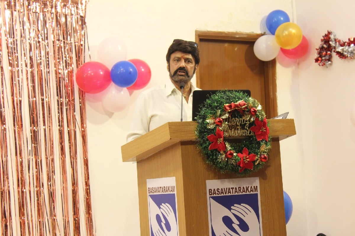 Balakrishna attends Semi Christmas celebrations at Basavatarakam Hospital in Hyderabad