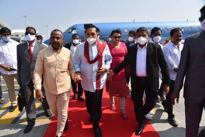 Sri Lankan prime minister Mahinda Rajapaksa and family arrives Tirupati