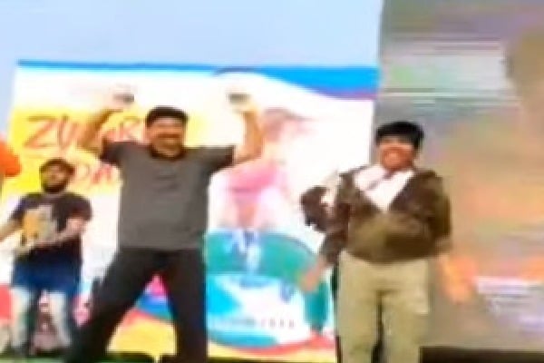 YCP MLA Jogi Ramesh performs Zumba Dance with hero Sampoornesh Babu