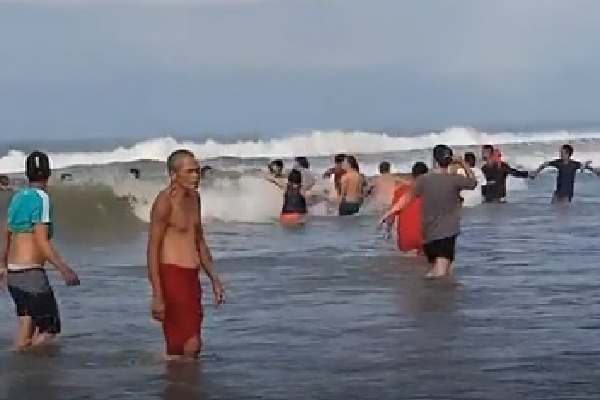This is the breathtaking moment when beachgoers formed a human chain  