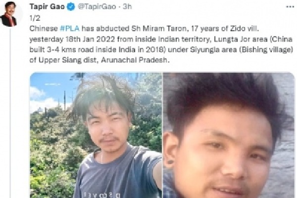 Chinese Army abducted Arunachalee teenager, says MP Tapir Gao