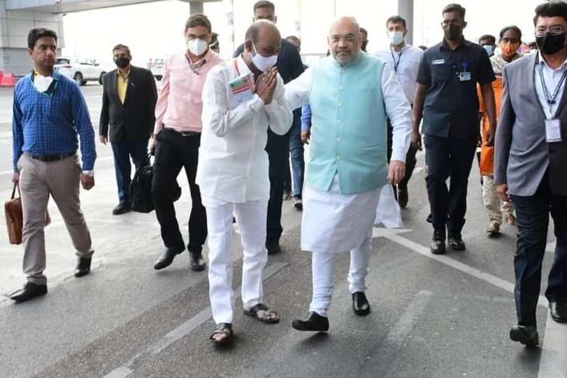 Union Home Minister Amit Shah arrives Hyderabad