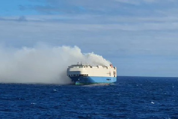 Cargo ship with thousands of luxury cars caught fire and adrift in Atlantic ocean