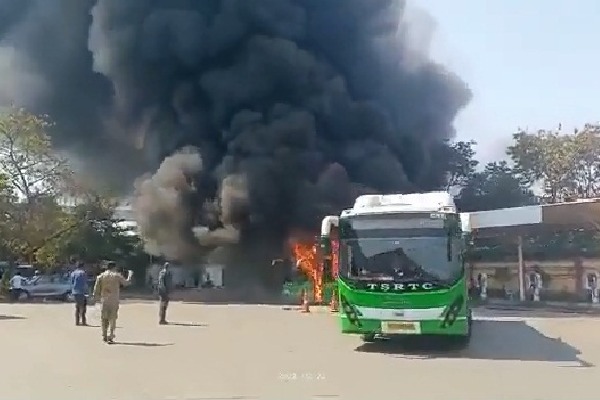 TSRTC bus gutted while charging in Secunderabad