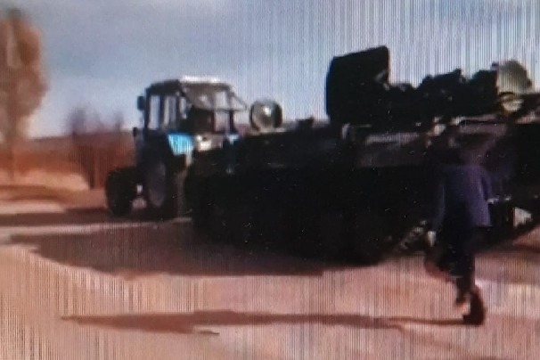 Ukrainian farmer who locked a Russian battle tank with a tractor