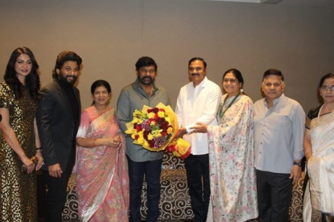 Allu Arjun father in law felicitated him in front of Chiranjeevi