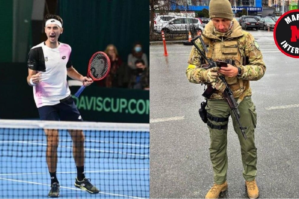 tennis star  Sergiy Stakhovsky with a gun for the defense of the kyiv