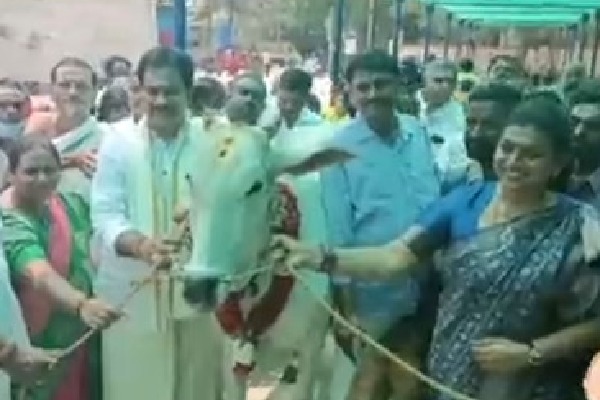 Roja donates holy cow to Kanipakam temple