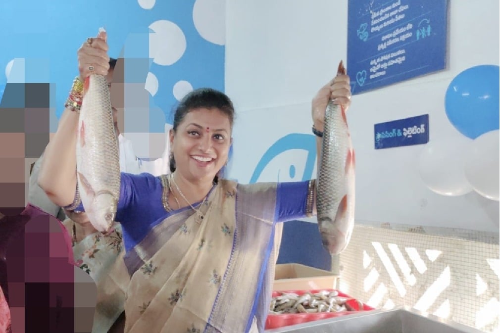 Roja inaugurated Fish Andhra outlet in Puttur