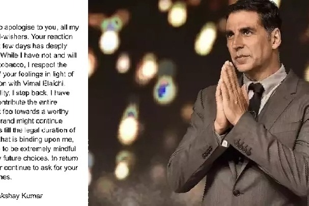 Akshay Kumar issues apology for doing tobacco advert