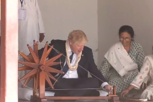 Prime Minister of the United Kingdom Boris Johnson visits Sabarmati Ashram
