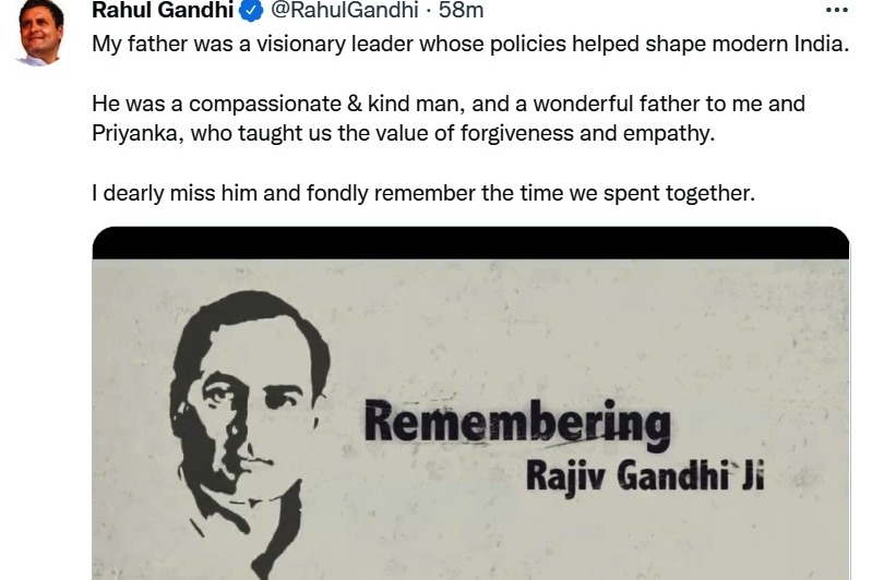 Tributes pour in on Rajiv Gandhi's 31st death anniversary