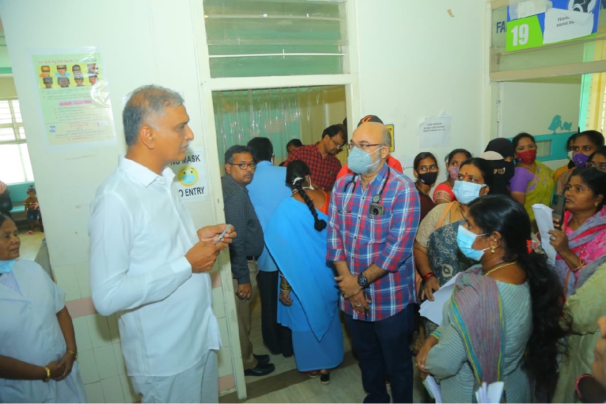 Harish Rao makes surprise visit to Kondapur Area Hospital, suspends doctor