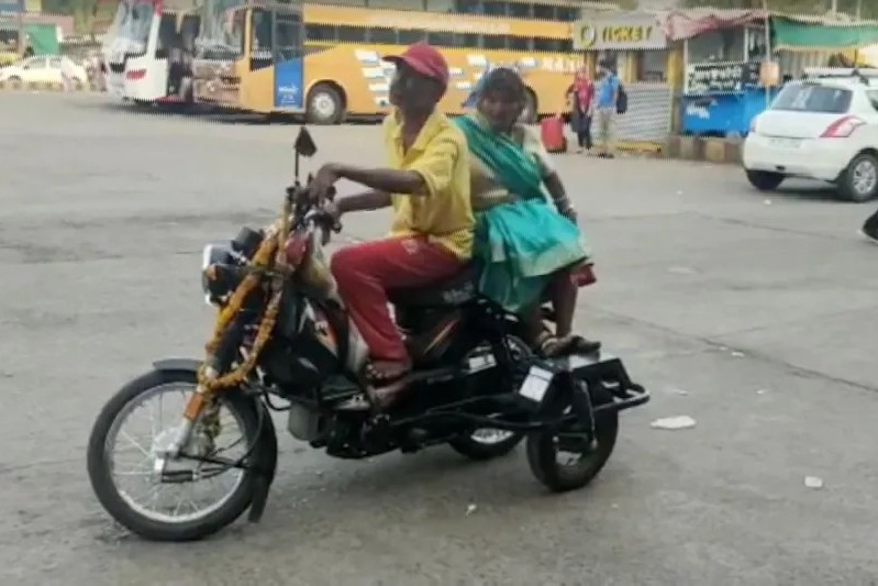 Beggar buys 90000 thousand bike after wife complains of backache spends life savings