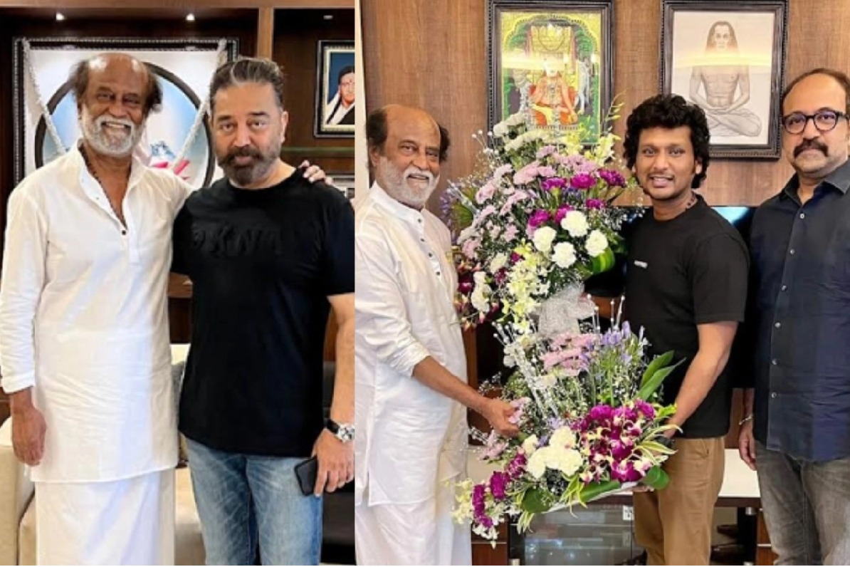 Kamal Haasan and 'Vikram' team meet Rajinikanth