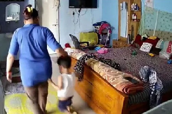  CCTV footage reveals chilling visuals of nanny thrashing toddler in MP 