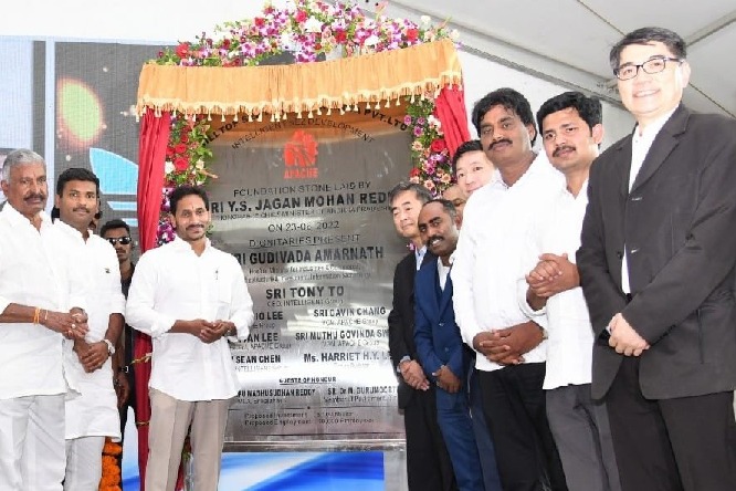 CM Jagan lays foundation for Apache, says 10,000 will get employment