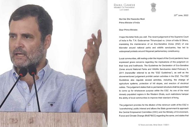 Rahul writes to PM on plight of Wayanad people in view of SC judgment