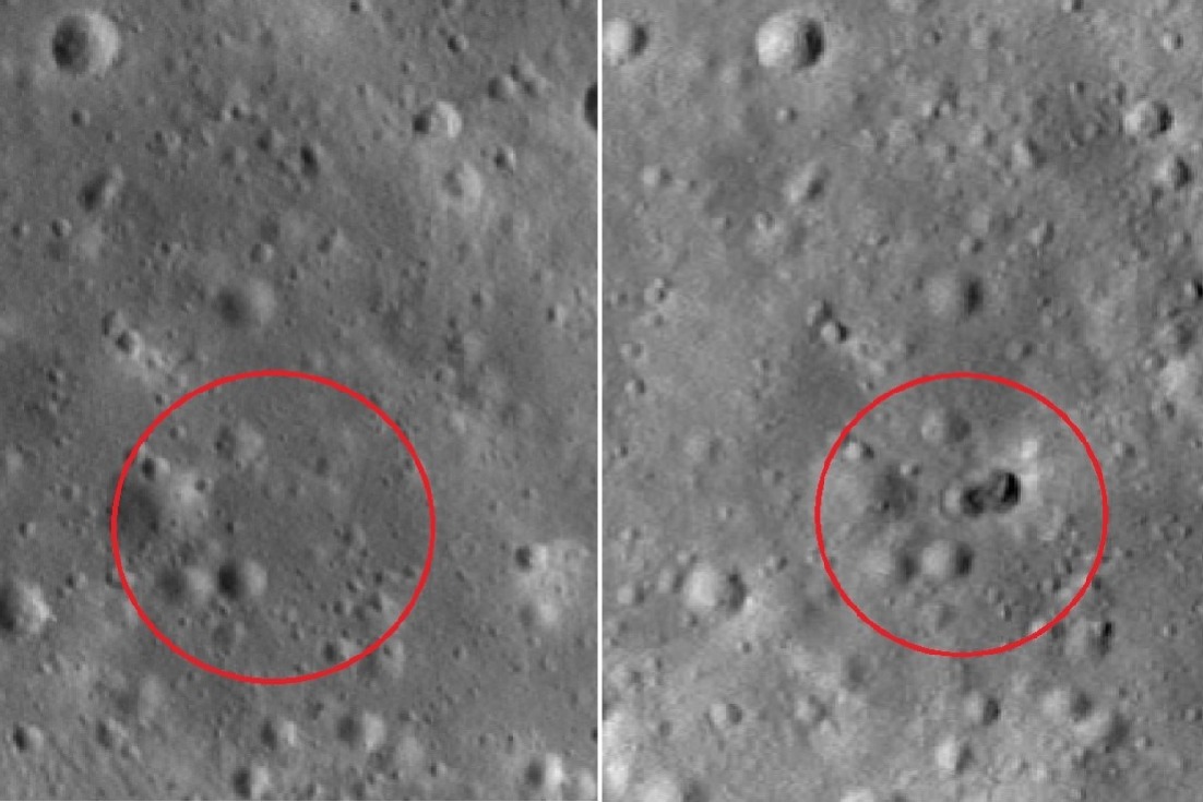 nasas lunar reconnaissance orbiter spots rocket impact site on moon