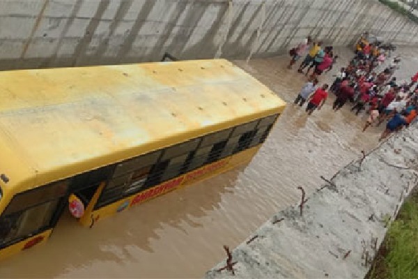 School Bus caught in flood water 