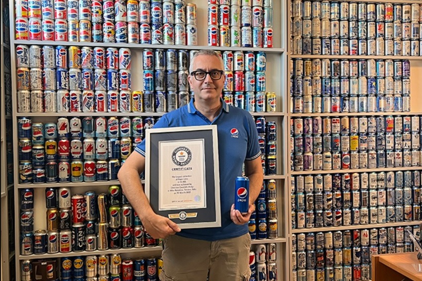 man collects 12042 different pepsi cans to break guinness world record
