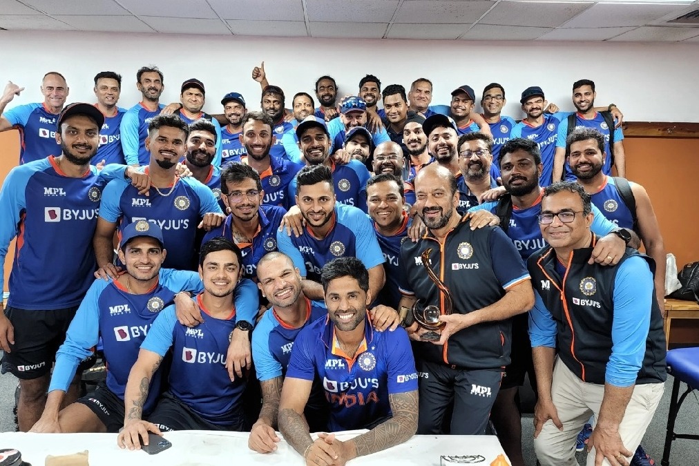 'We are champions': Shikhar leads India's celebration in dressing room after 3-0 clean sweep over West Indies