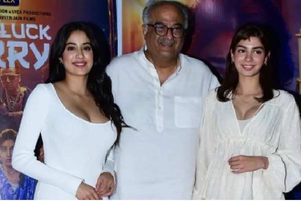 Janhvi Kapoor attends Good Luck Jerry screening with Khushi Kapoor and Boney Kapoor