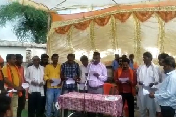 Husbands takes oath as their wives won in Panchayat elections