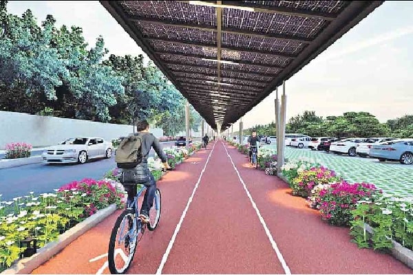 solar roof cycle track is being developed at Kokapet