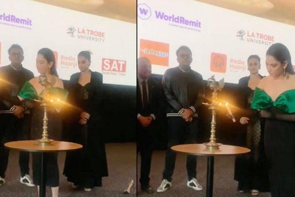Tamannaah  takes off her sandals on stage to light lamp at IFFM in Australia