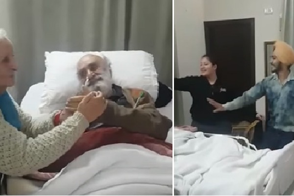 Family dances to popular Punjabi song to cheer up ailing grandfather Viral video