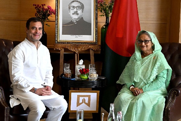congress leader rahul gandhi meets bangladesh prime minister Sheikh Hasina