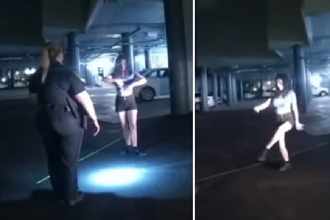 Drunk woman tries escape breathalyser test by dancing in front of police