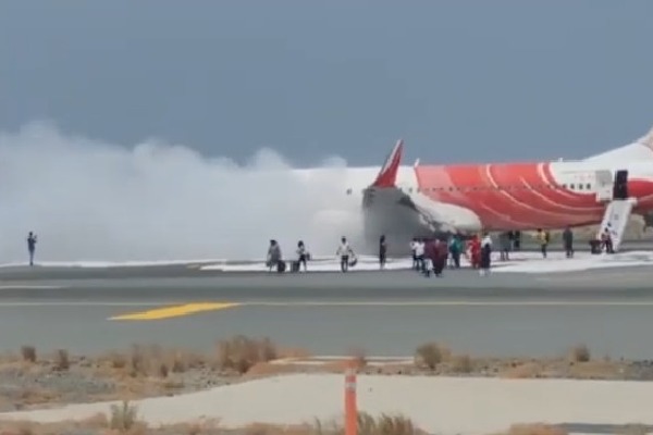 Smoke at Air India plane at Muscat airport 