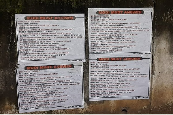 Modi Must Answer posters come up near parade grounds