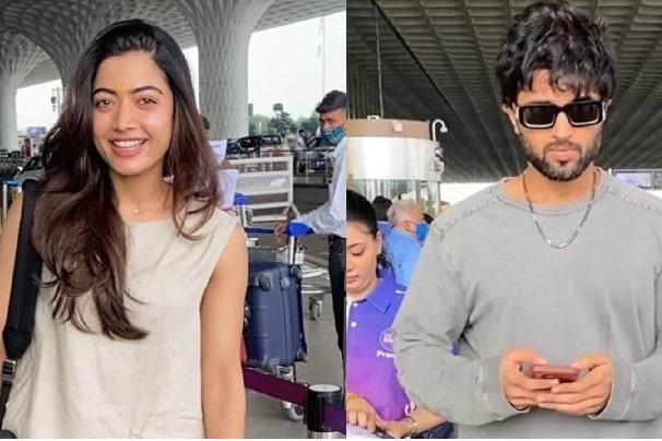 Rashmika Mandanna Vijay Deverakonda are spotted at Mumbai airport leave together for Maldives holiday