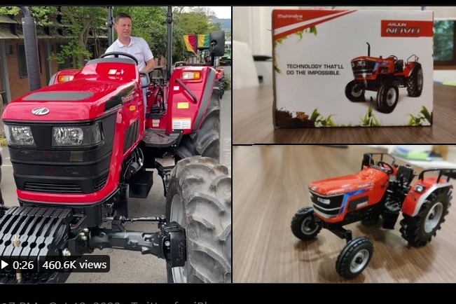 Anand mahindra latest twitter quiz a mahindra tractor replica reward