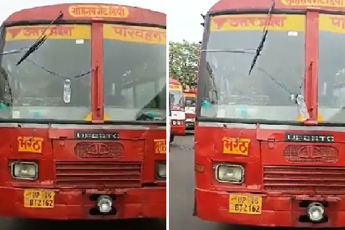 UP bus driver uses water bottle as wiper weight