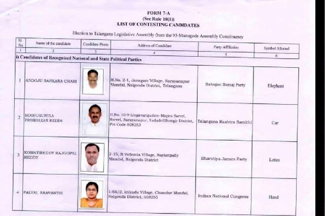 revanth reddy express objection over candidates list in munugode ballet paper