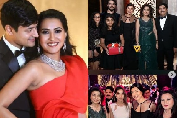Sushmita Sen Rohman Shawl Renee and Alisah step out together to attend a wedding reception